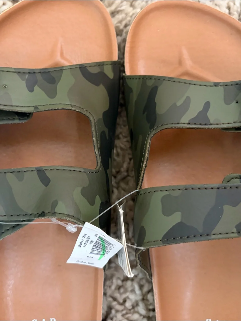 GAP Kids Camo Green Buckle Slide Sandals